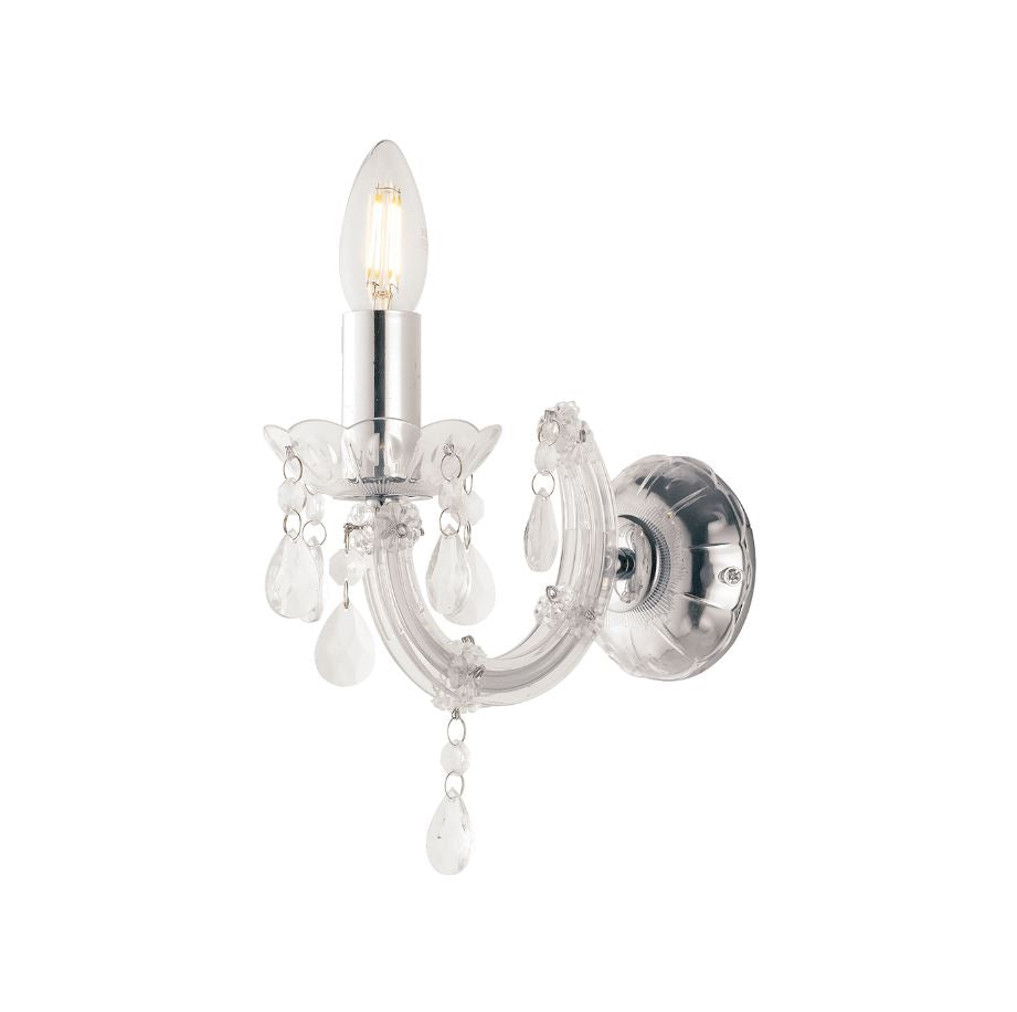 Applique in acrilico trasparente pendenti a mandorla rifiniture cromo 1XE14 non incl. HOUSTON Applique in acrilico trasparente pendenti a mandorla rifiniture cromo 1XE14 non incl. HOUSTON